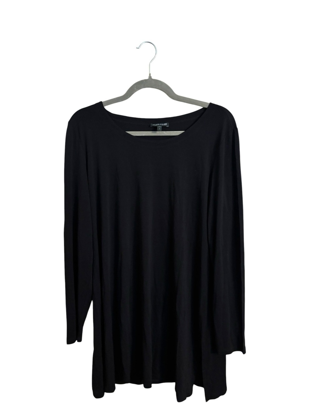 Eileen‎ Fisher Black Long Sleeve Silk Tunic Dress Large